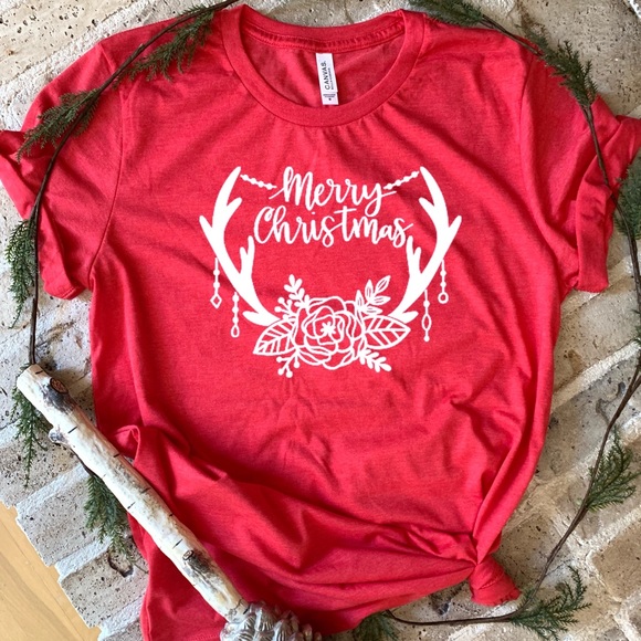 Tops - Merry Christmas tee red graphic t-shirt top New!
